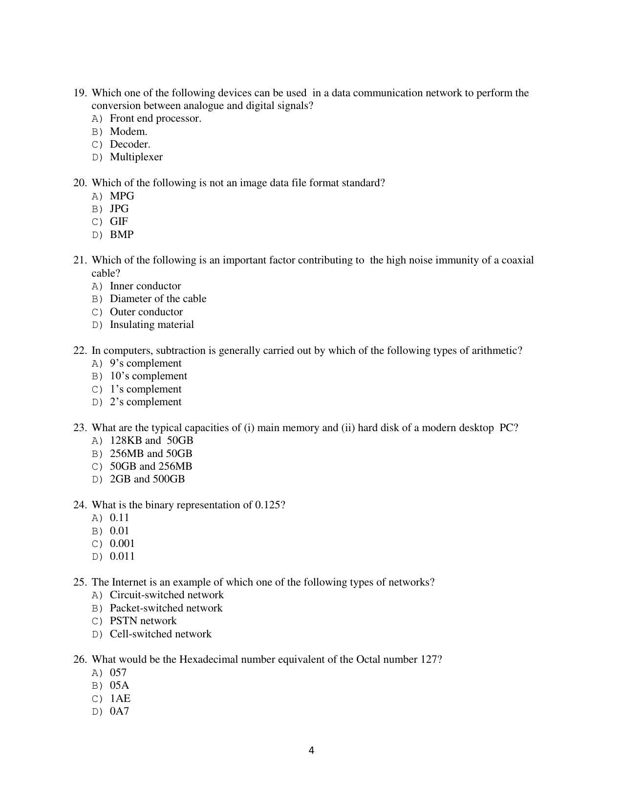 OJEE 2014 MCA Question Paper - Page 4