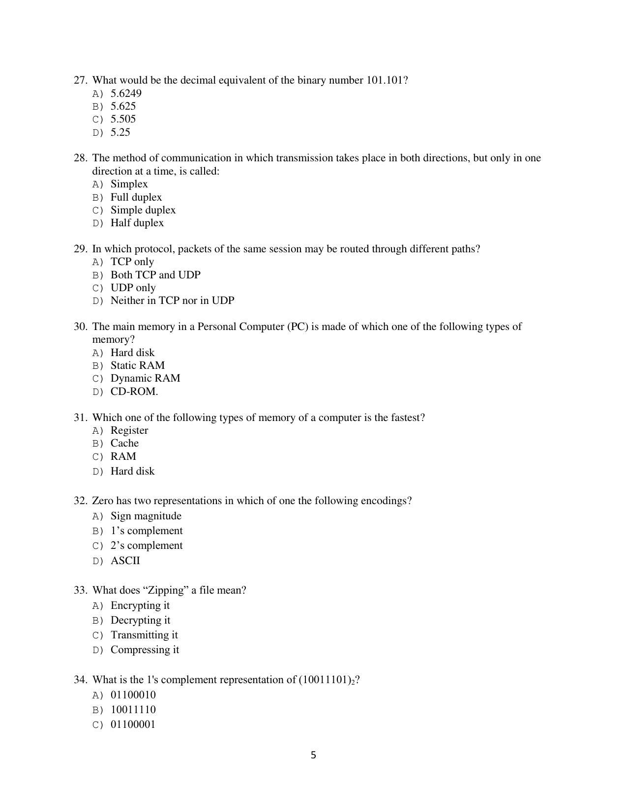 OJEE 2014 MCA Question Paper - Page 5