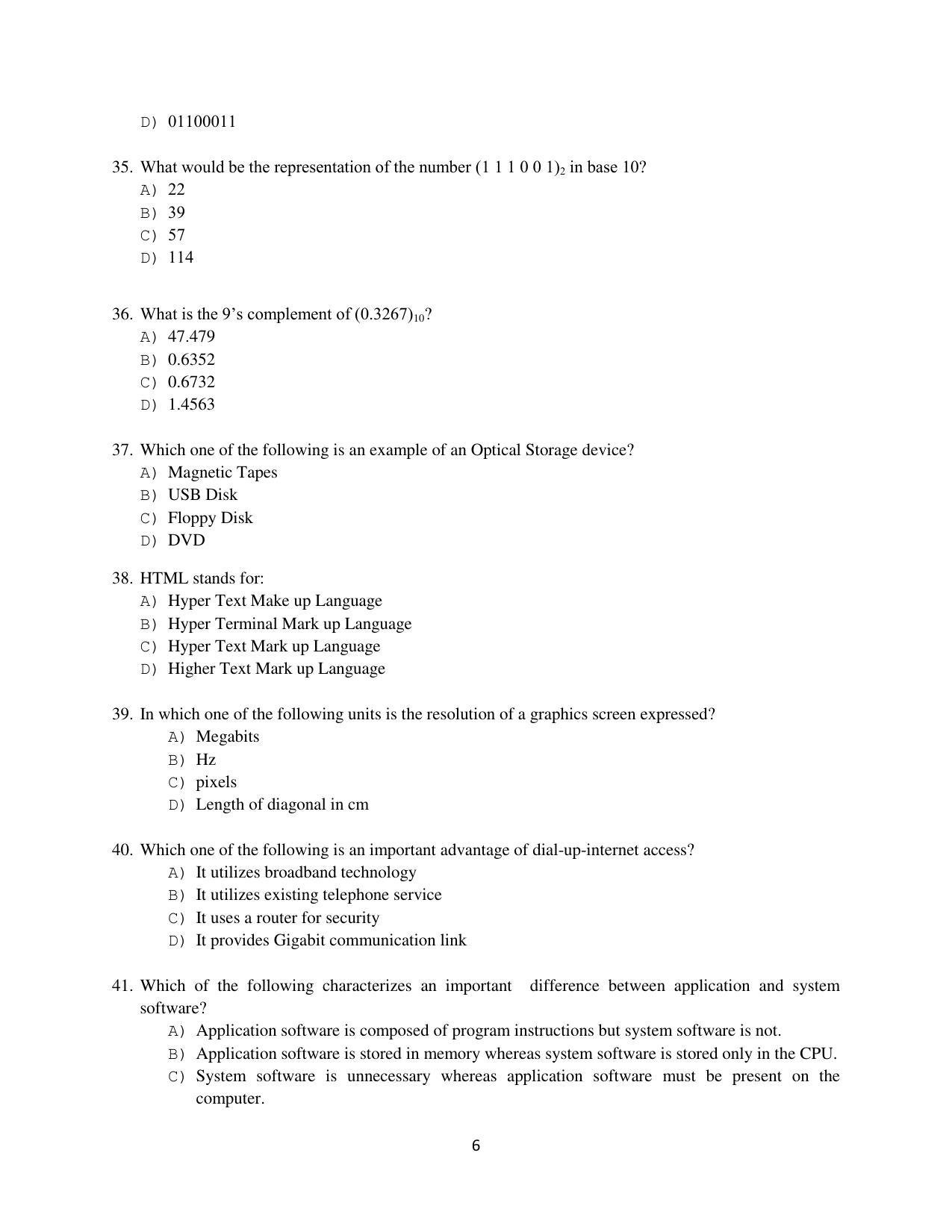 OJEE 2014 MCA Question Paper - Page 6