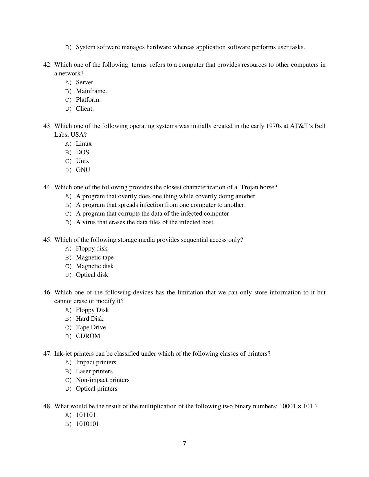 OJEE 2014 MCA Question Paper - Page 7