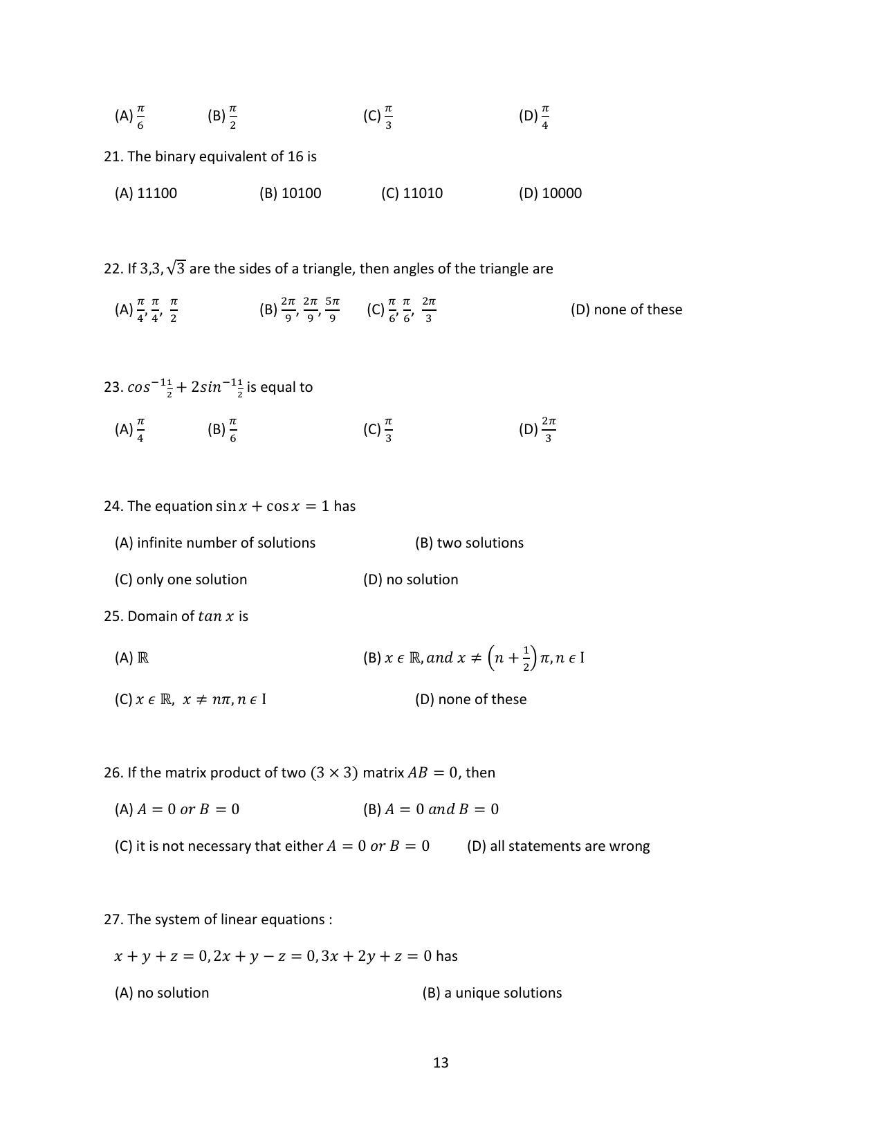 OJEE 2014 MCA Question Paper - Page 13
