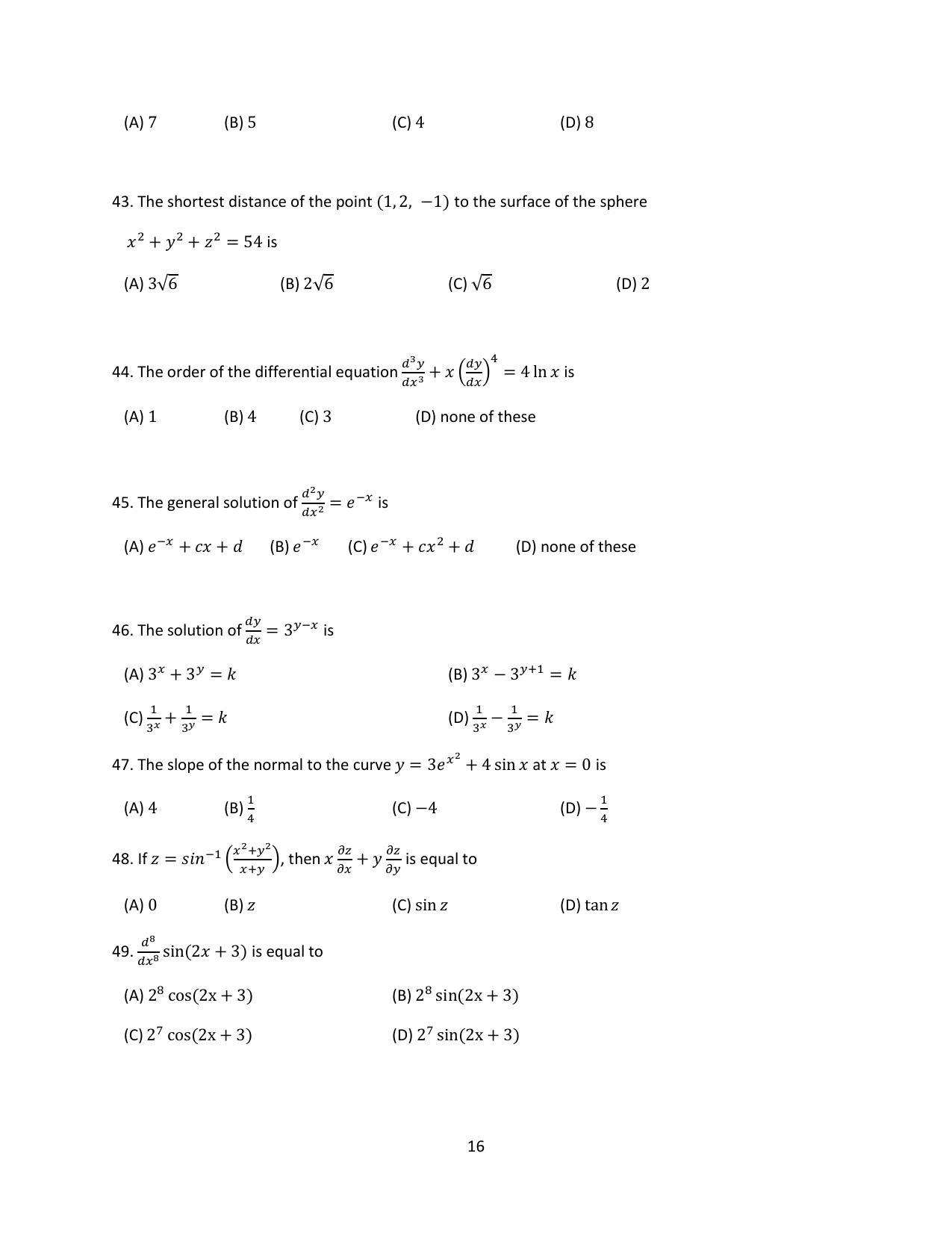 OJEE 2014 MCA Question Paper - Page 16