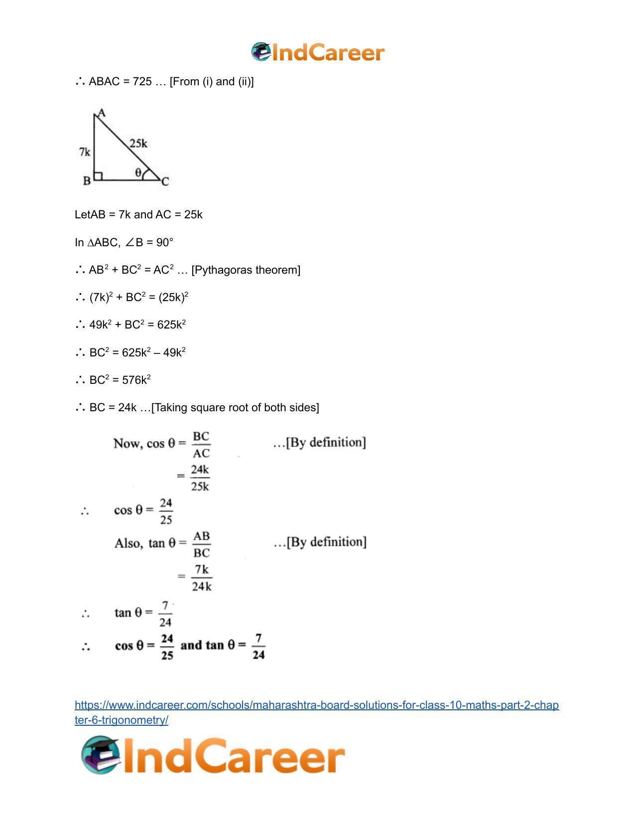 Maharashtra Board Solutions for Class 10-Maths (Part 2): Chapter 6- Trigonometry - Page 4
