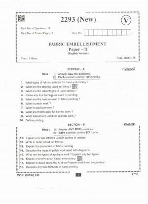 AP Intermediate 2nd Year Vocational Question Paper September-2021- Fabric_Embellishment-II
