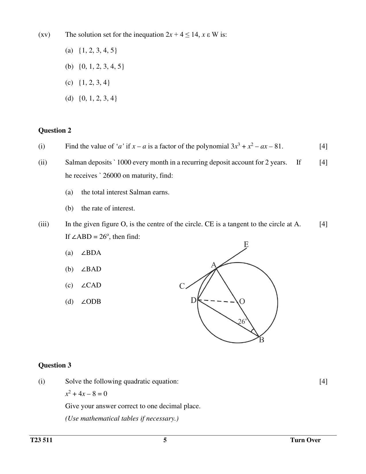 ICSE Class 10 MATHEMATICS 2023 Question Paper - Page 5