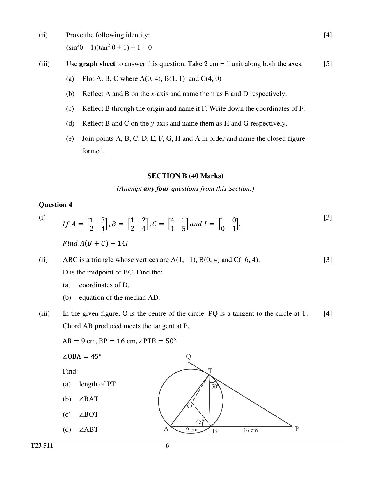 ICSE Class 10 MATHEMATICS 2023 Question Paper - Page 6