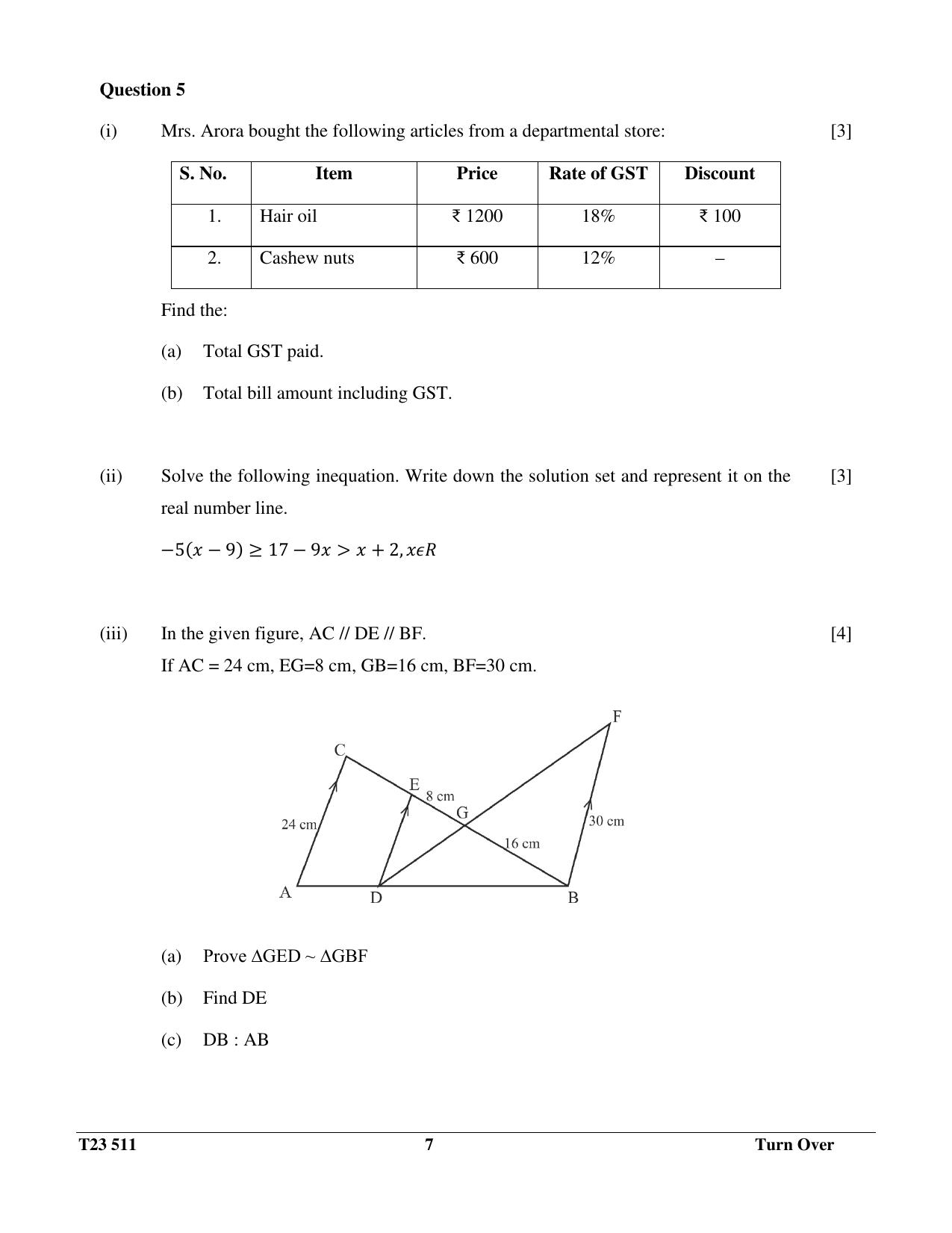 ICSE Class 10 MATHEMATICS 2023 Question Paper - Page 7