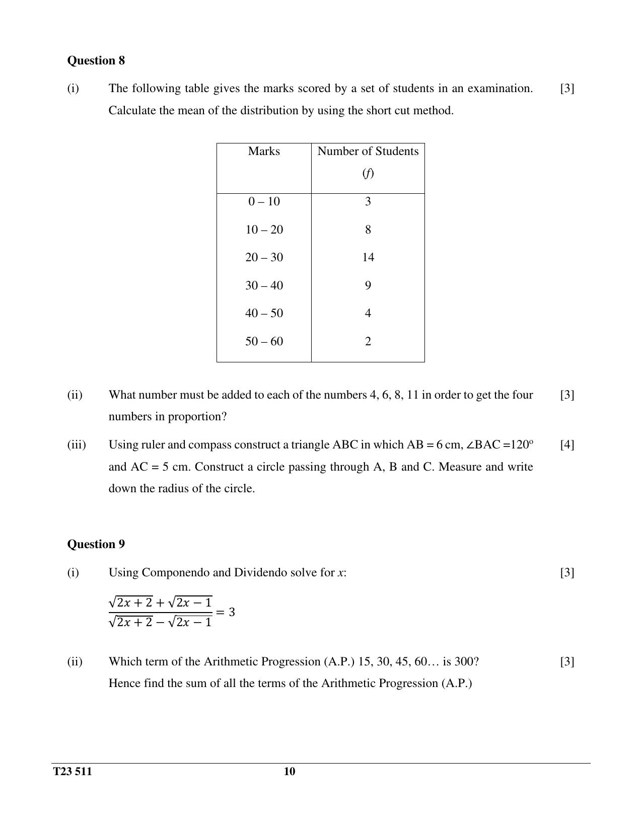 ICSE Class 10 MATHEMATICS 2023 Question Paper - Page 10