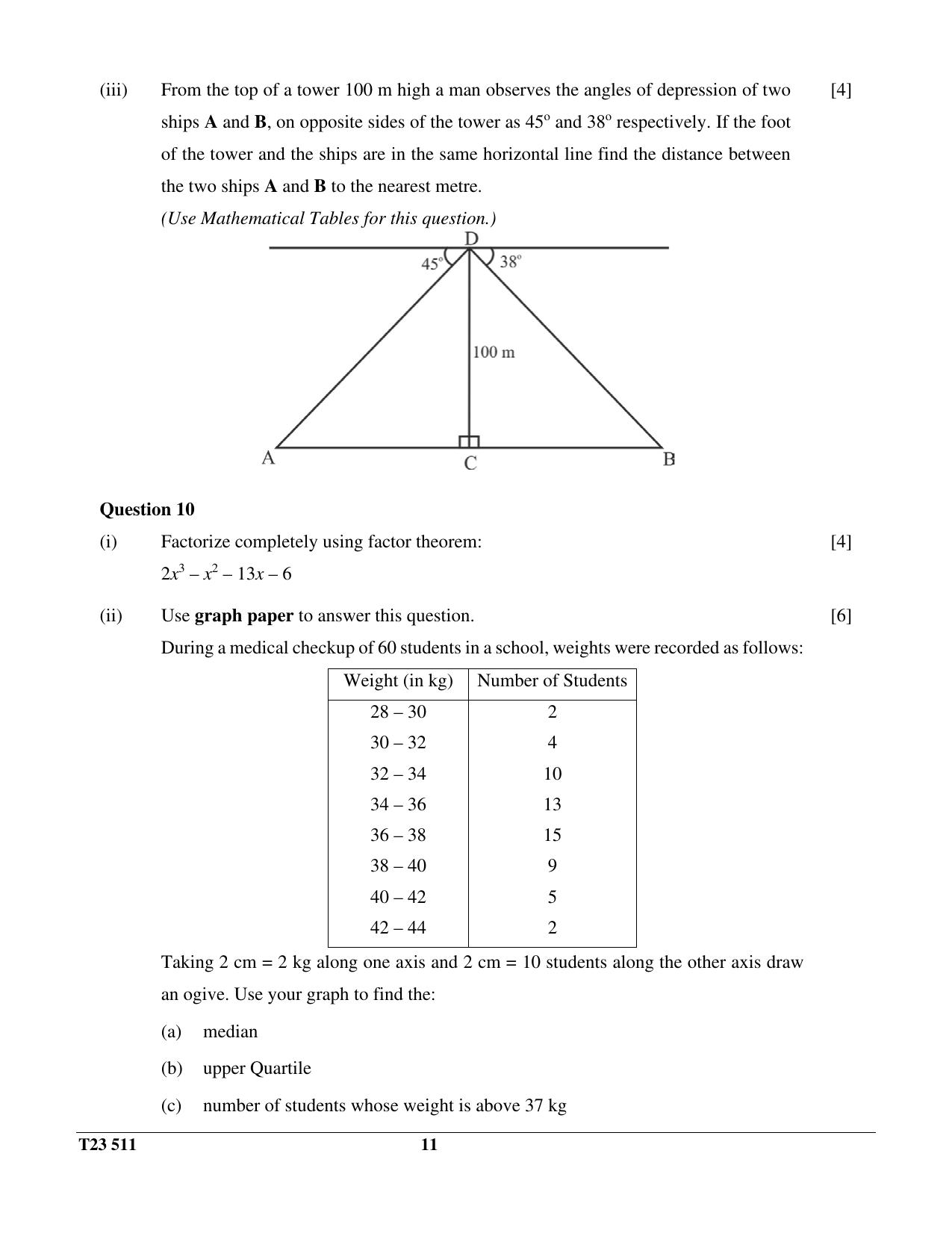 ICSE Class 10 MATHEMATICS 2023 Question Paper - Page 11