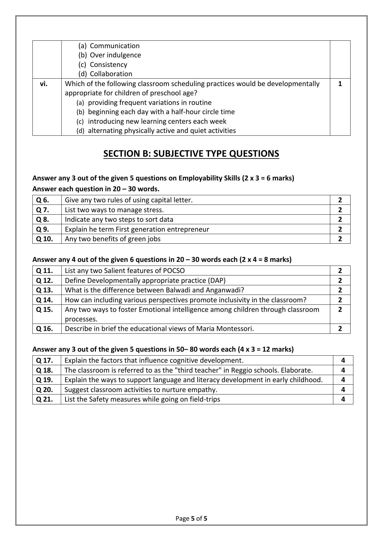 CBSE Class 12 (Skill Education) Early Childhood Care & Education 2024 Sample Paper - Page 5