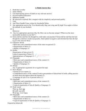 Kerala Plus One 2021 English Answer Key (Model)