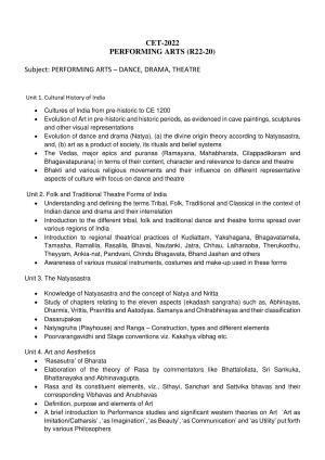 AP RCET Performing Arts (Dance, Drama & Theatre) Syllabus
