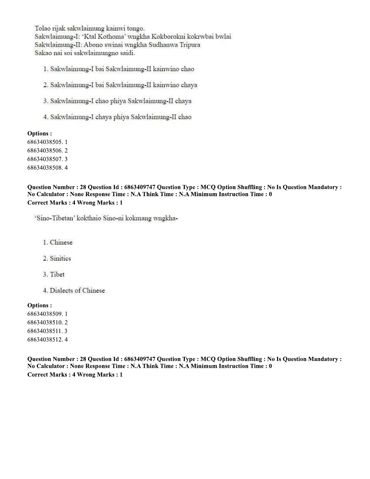 CUET PG 2023: LAQP19 – Kokborok (Eng.)-shift 2 (07-06-2023) Question Paper - Page 28