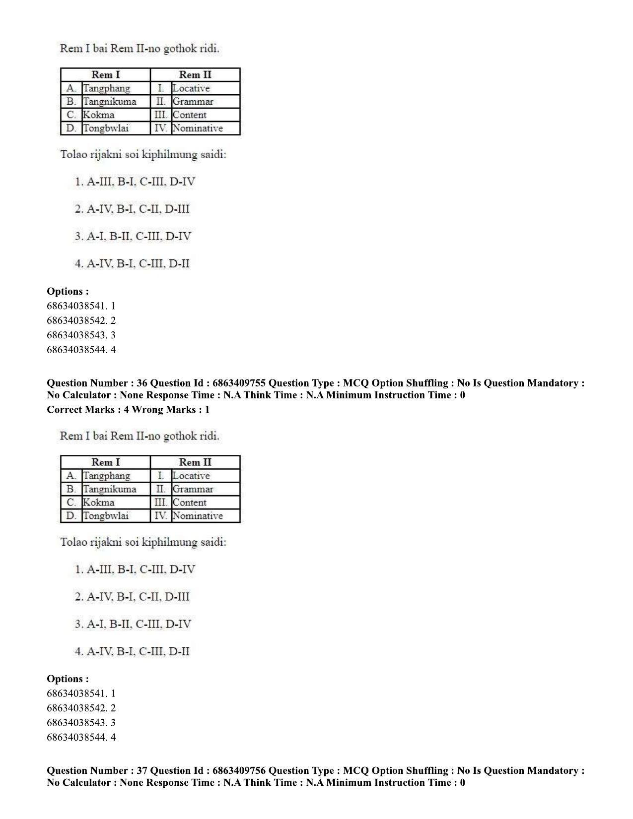 CUET PG 2023: LAQP19 – Kokborok (Eng.)-shift 2 (07-06-2023) Question Paper - Page 36