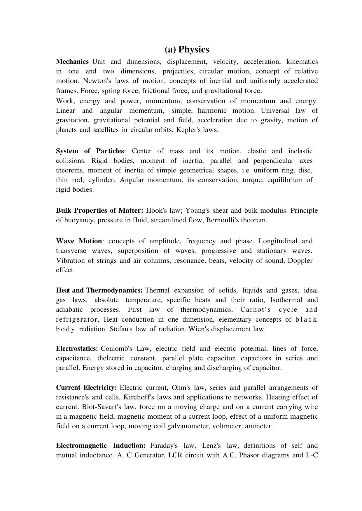 HPU B.Tech Entrance Exam Syllabus - Page 2