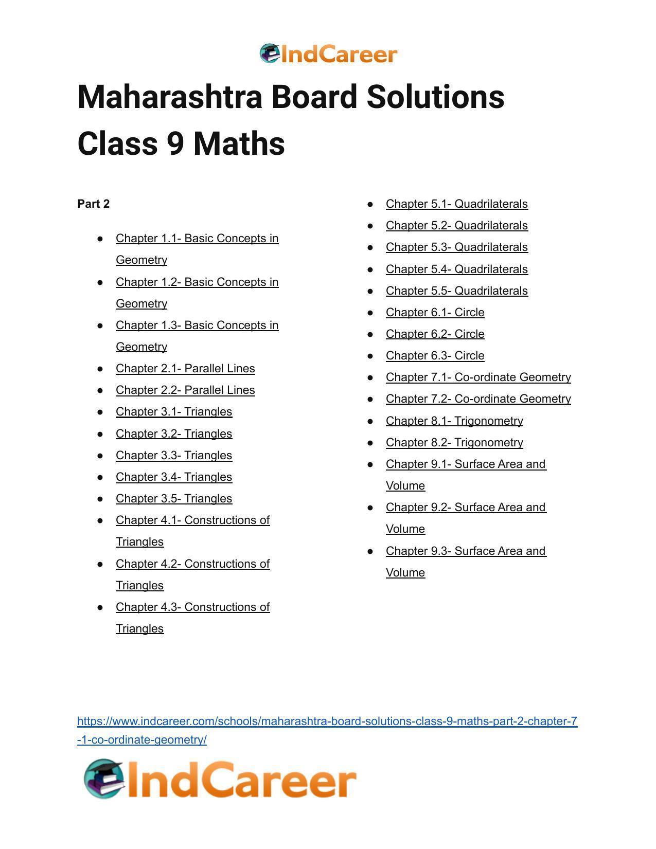 Maharashtra Board Solutions Class 9-Maths (Part 2): Chapter 7.1- Co-ordinate Geometry - Page 7