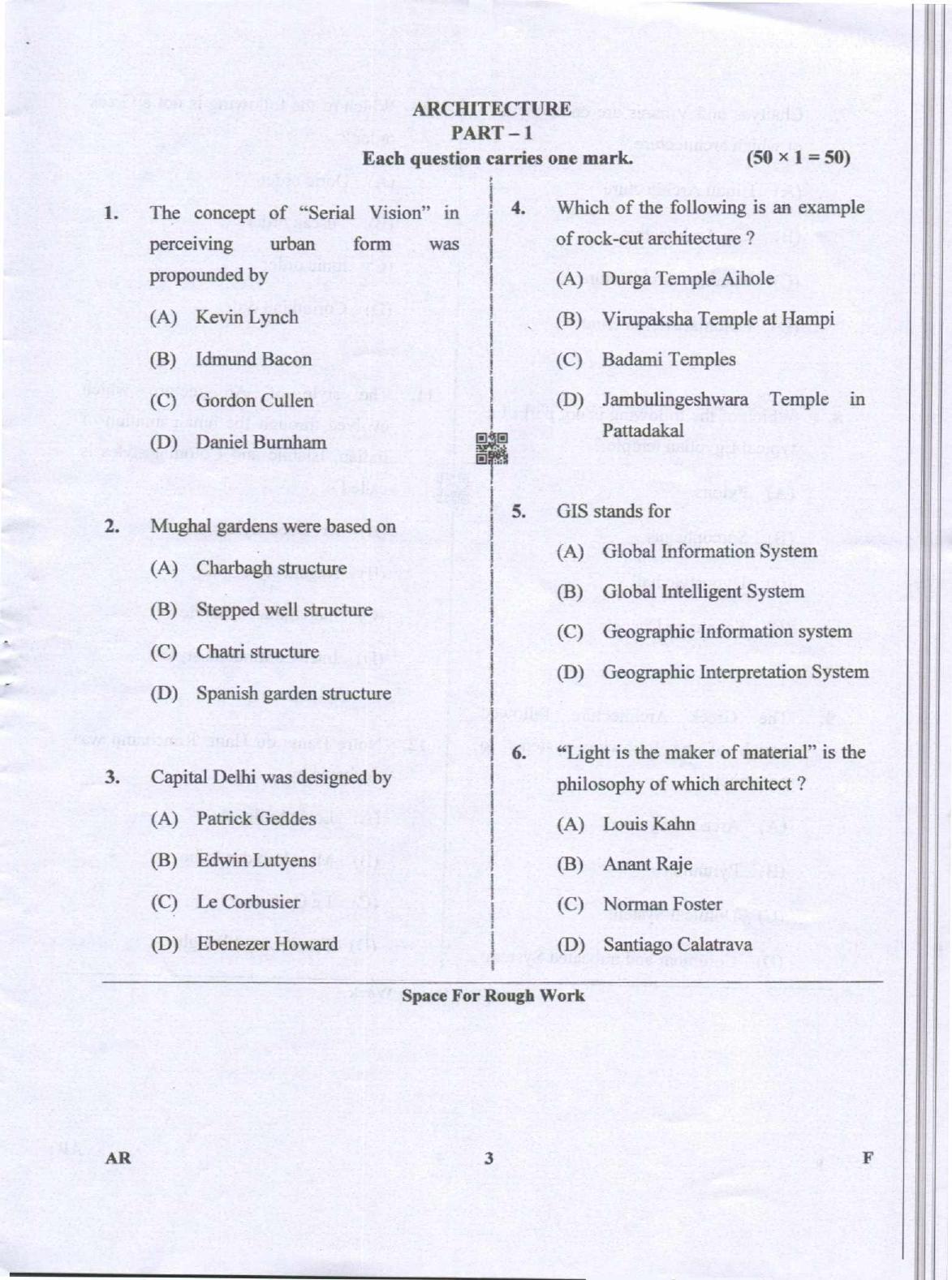 Karnataka PGCET 2019 Architecture Question Paper - Page 3