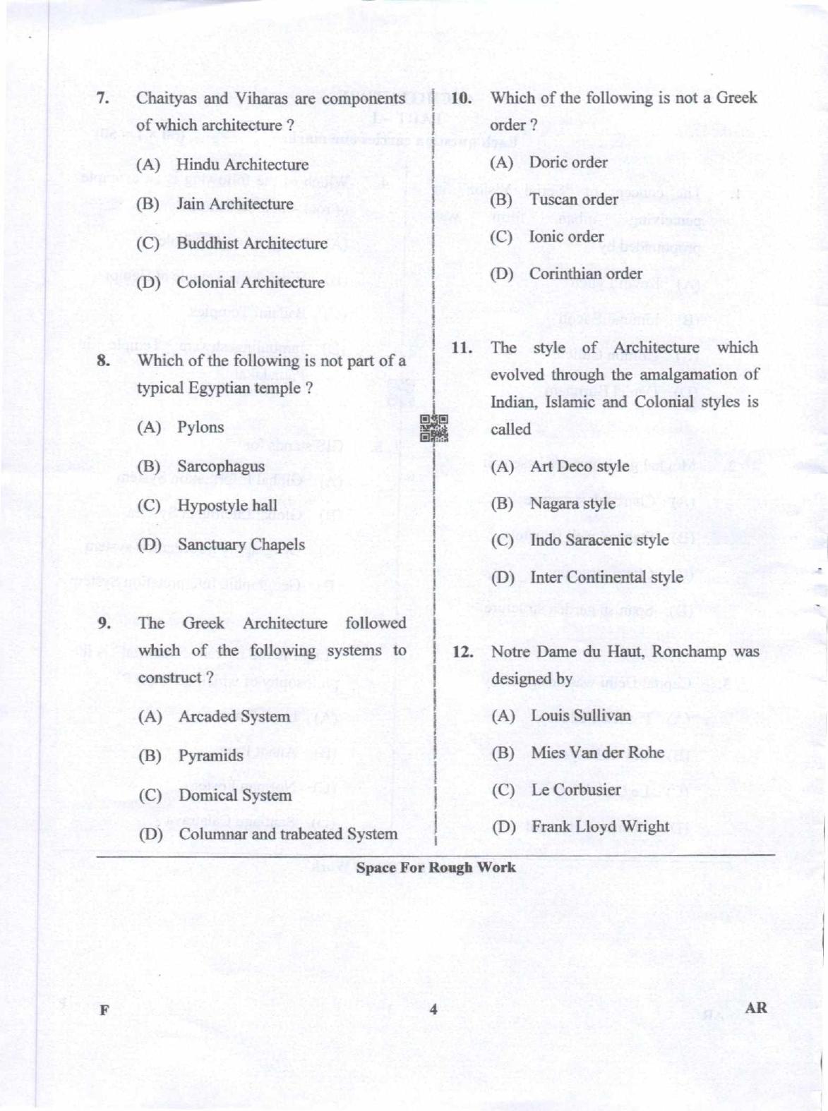 Karnataka PGCET 2019 Architecture Question Paper - Page 4