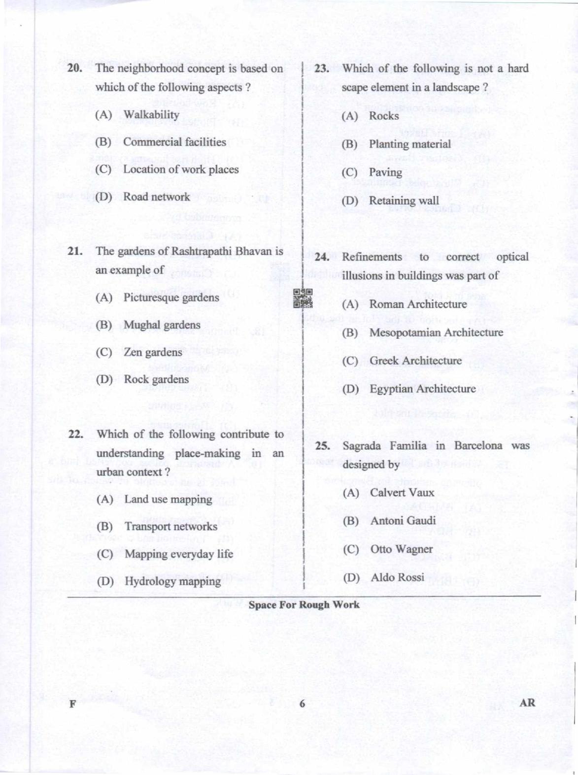 Karnataka PGCET 2019 Architecture Question Paper - Page 6