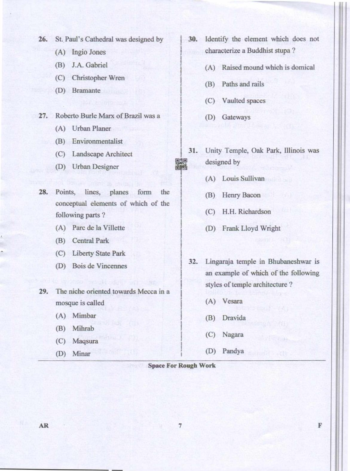 Karnataka PGCET 2019 Architecture Question Paper - Page 7