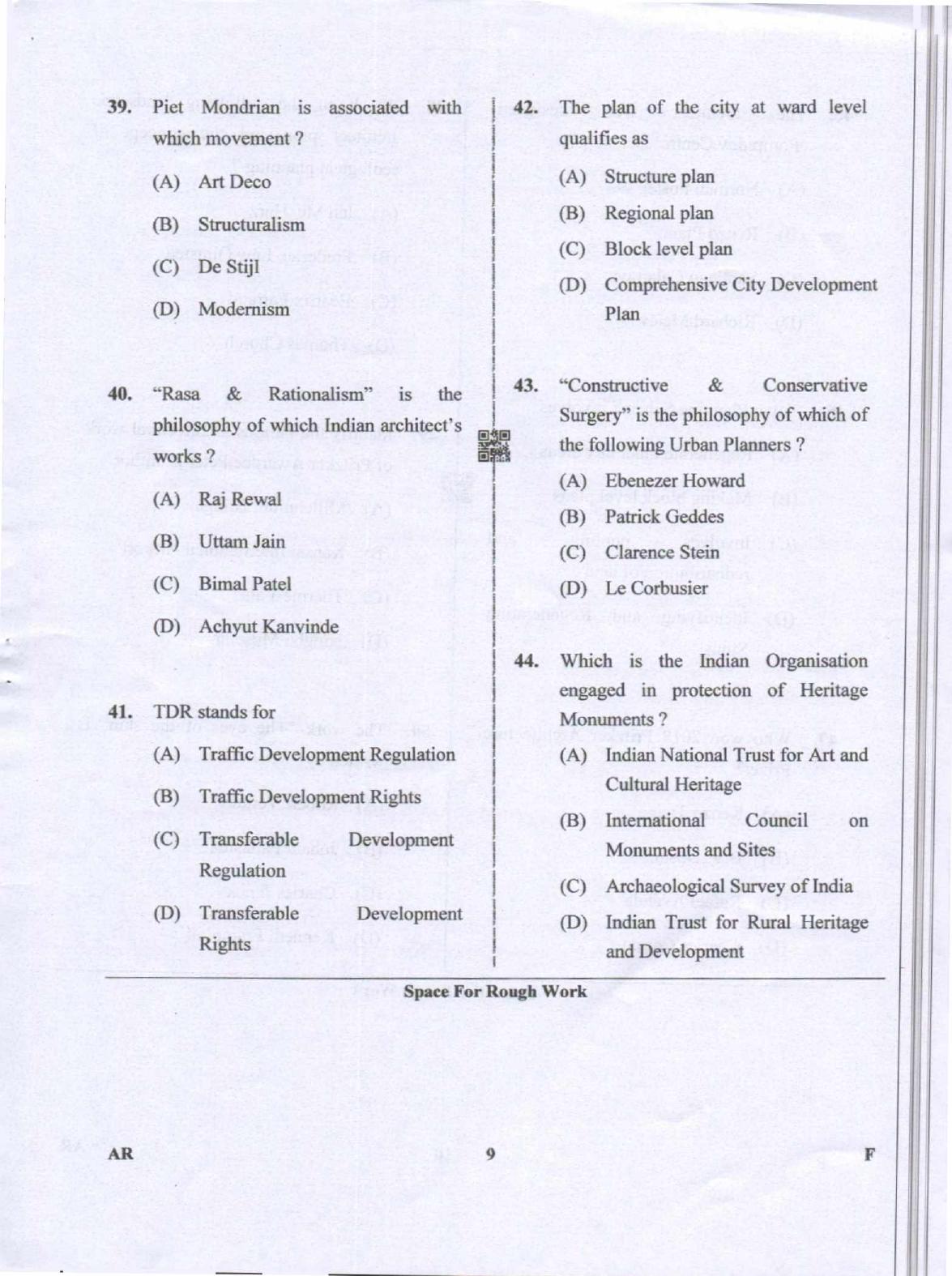 Karnataka PGCET 2019 Architecture Question Paper - Page 9