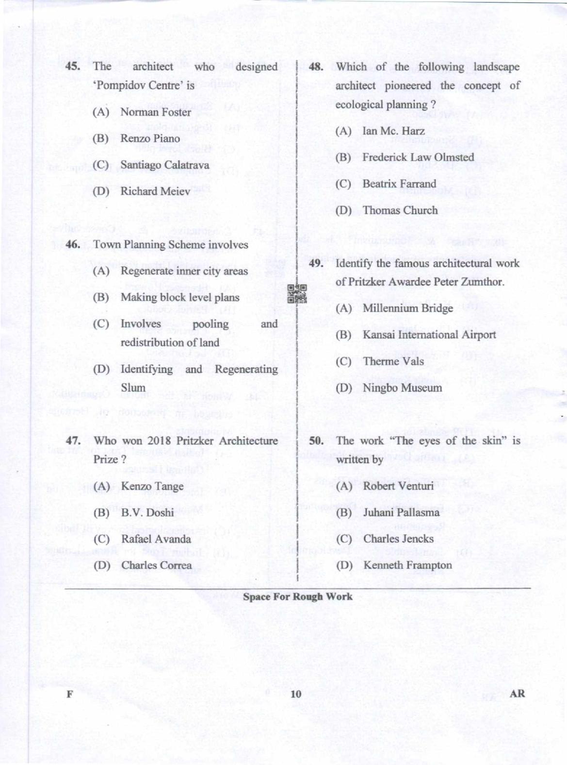 Karnataka PGCET 2019 Architecture Question Paper - Page 10