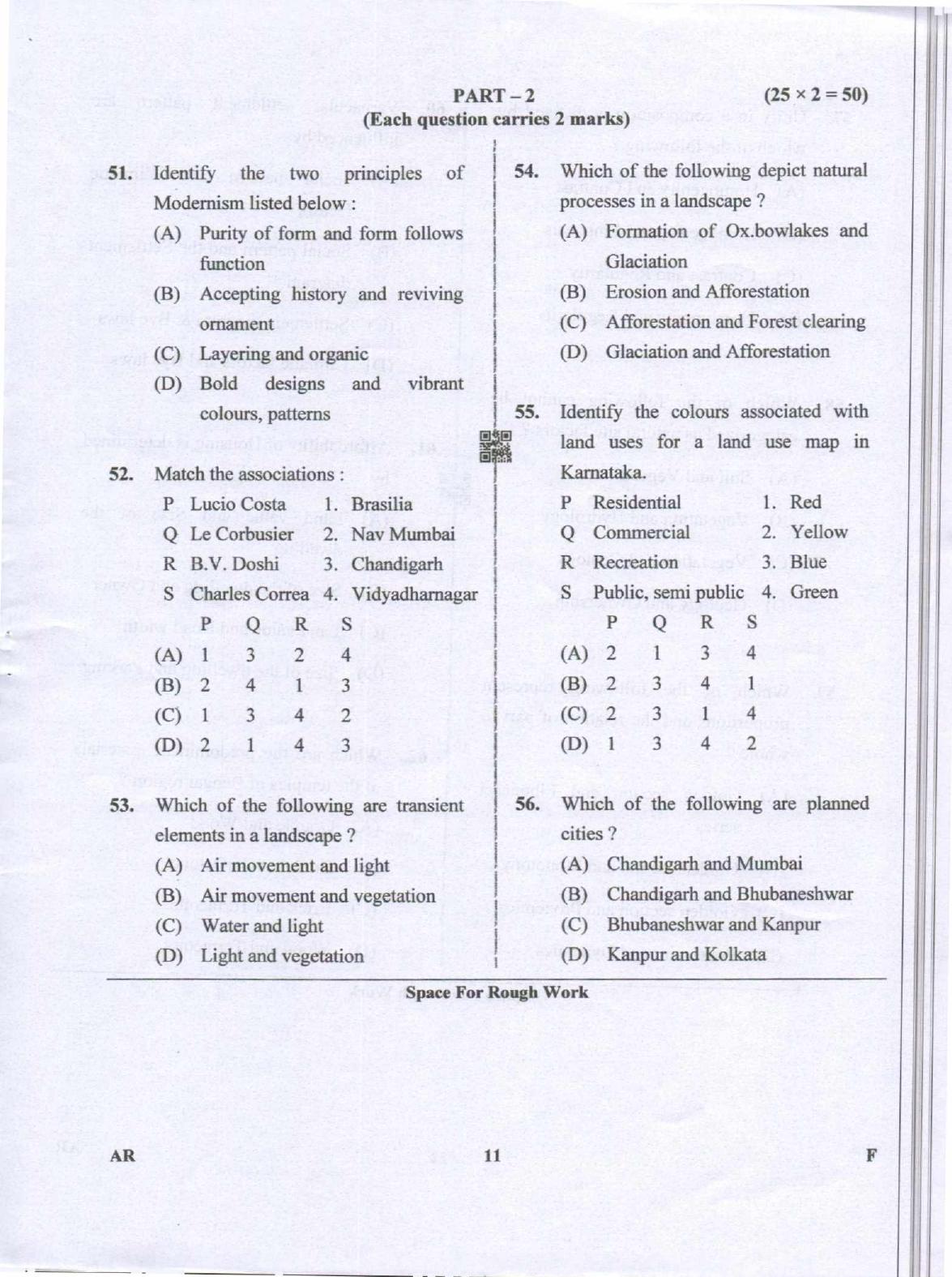 Karnataka PGCET 2019 Architecture Question Paper - Page 11