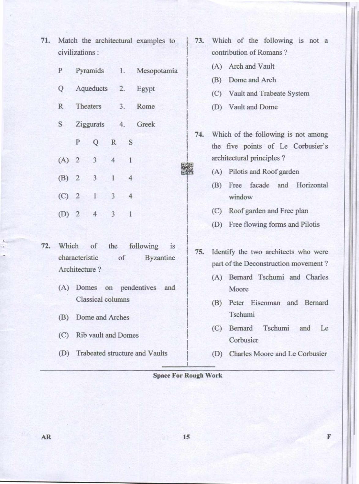 Karnataka PGCET 2019 Architecture Question Paper - Page 15