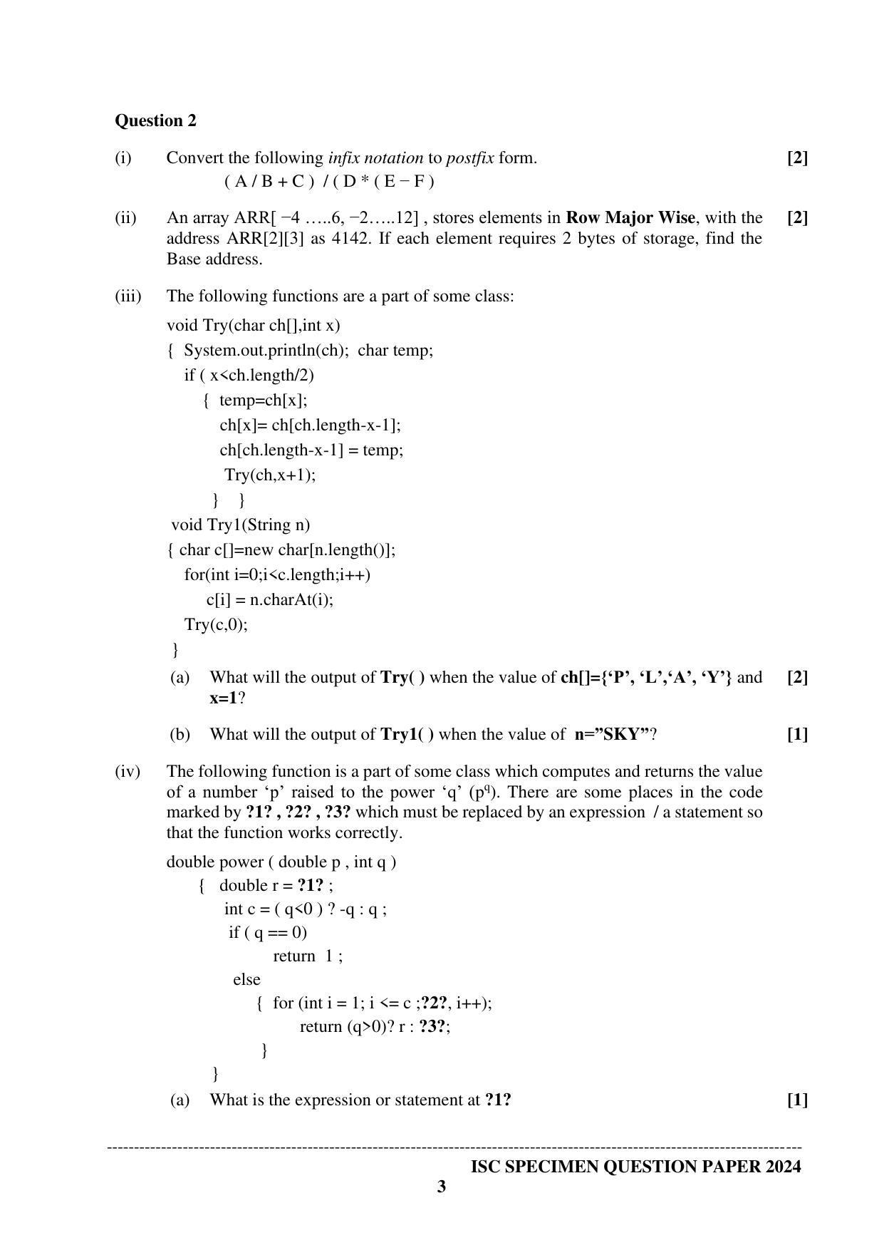 ISC Class 12 2024 Computer Science Paper 1 Sample Paper - Page 3