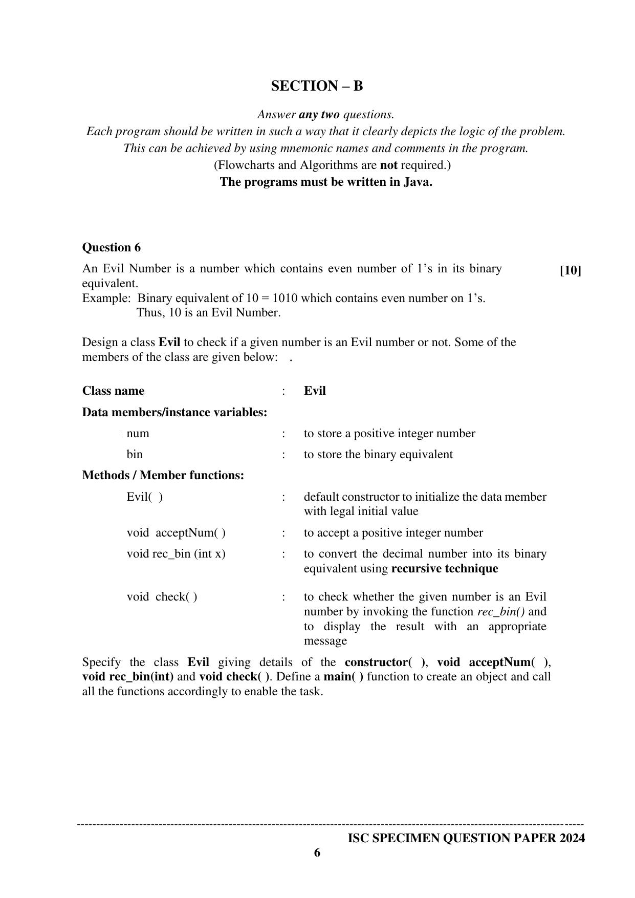 ISC Class 12 2024 Computer Science Paper 1 Sample Paper - Page 6