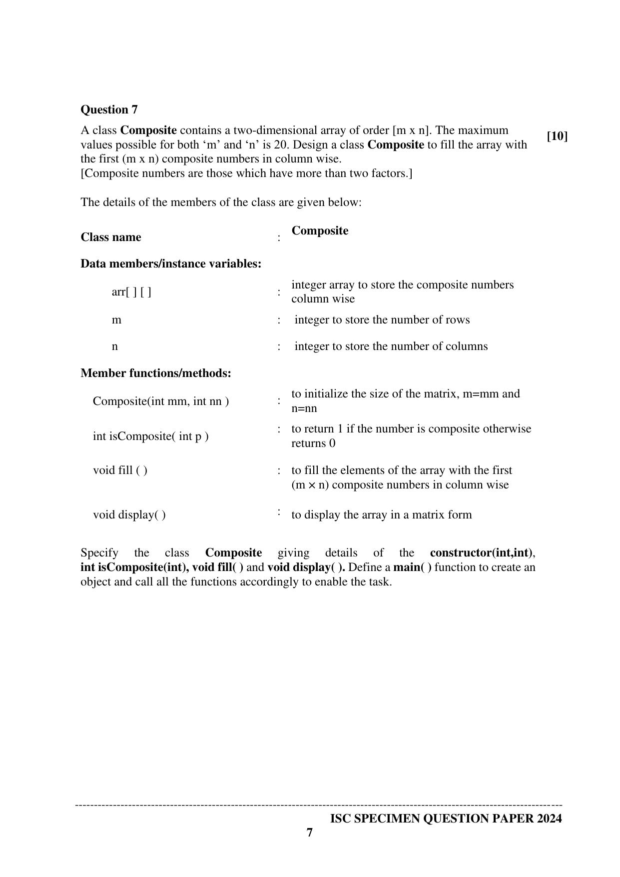 ISC Class 12 2024 Computer Science Paper 1 Sample Paper - Page 7