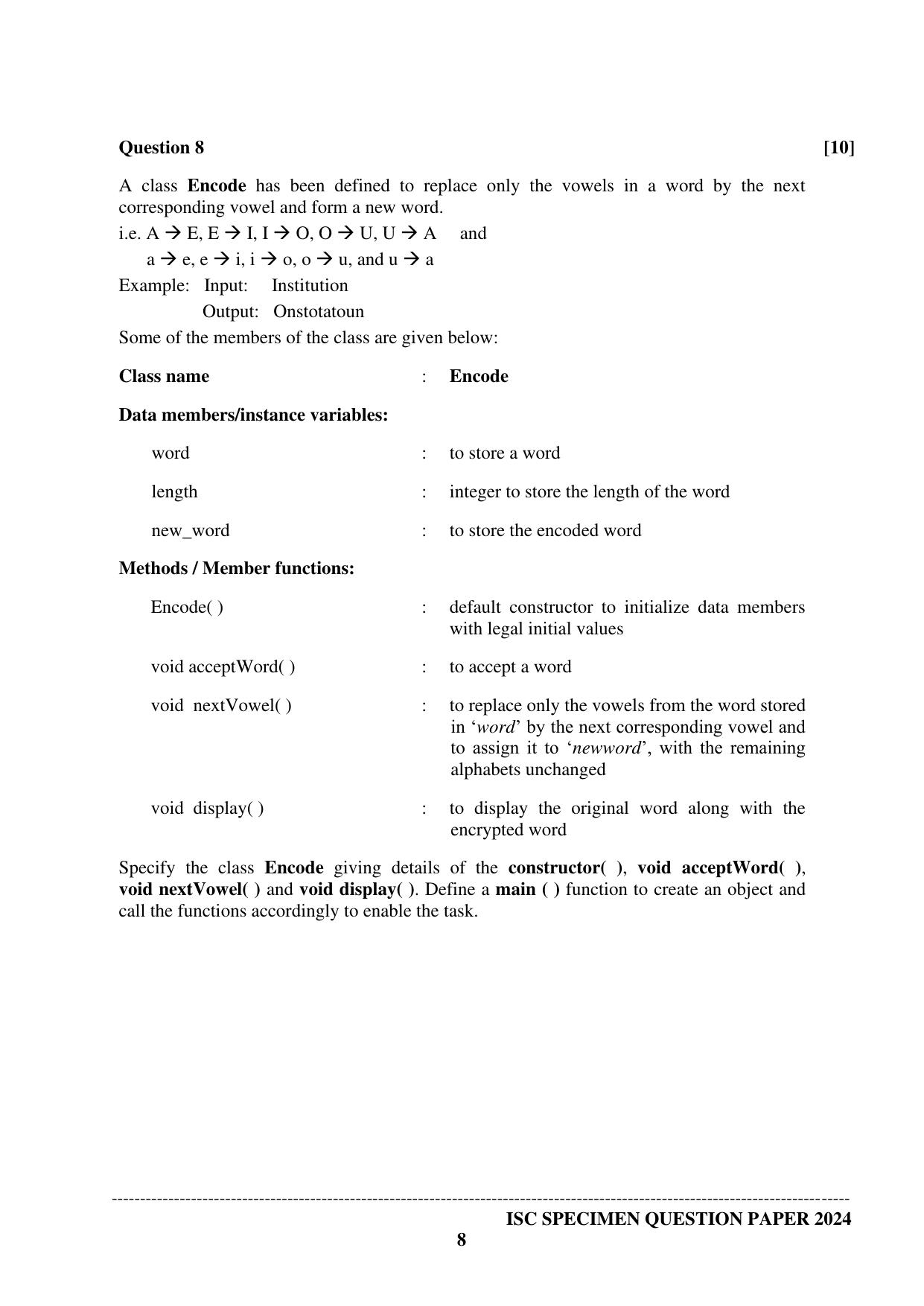 ISC Class 12 2024 Computer Science Paper 1 Sample Paper - Page 8