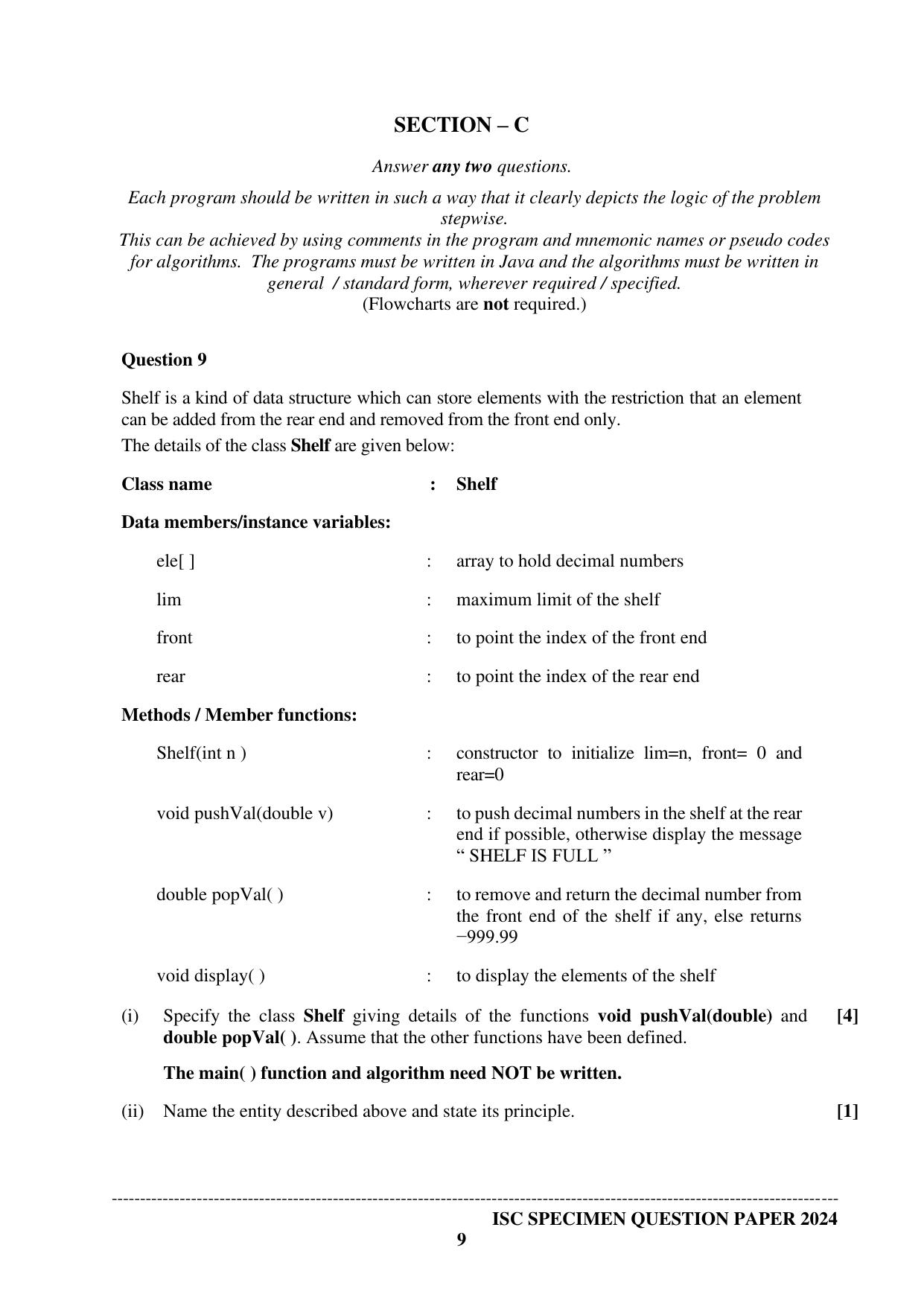 ISC Class 12 2024 Computer Science Paper 1 Sample Paper - Page 9