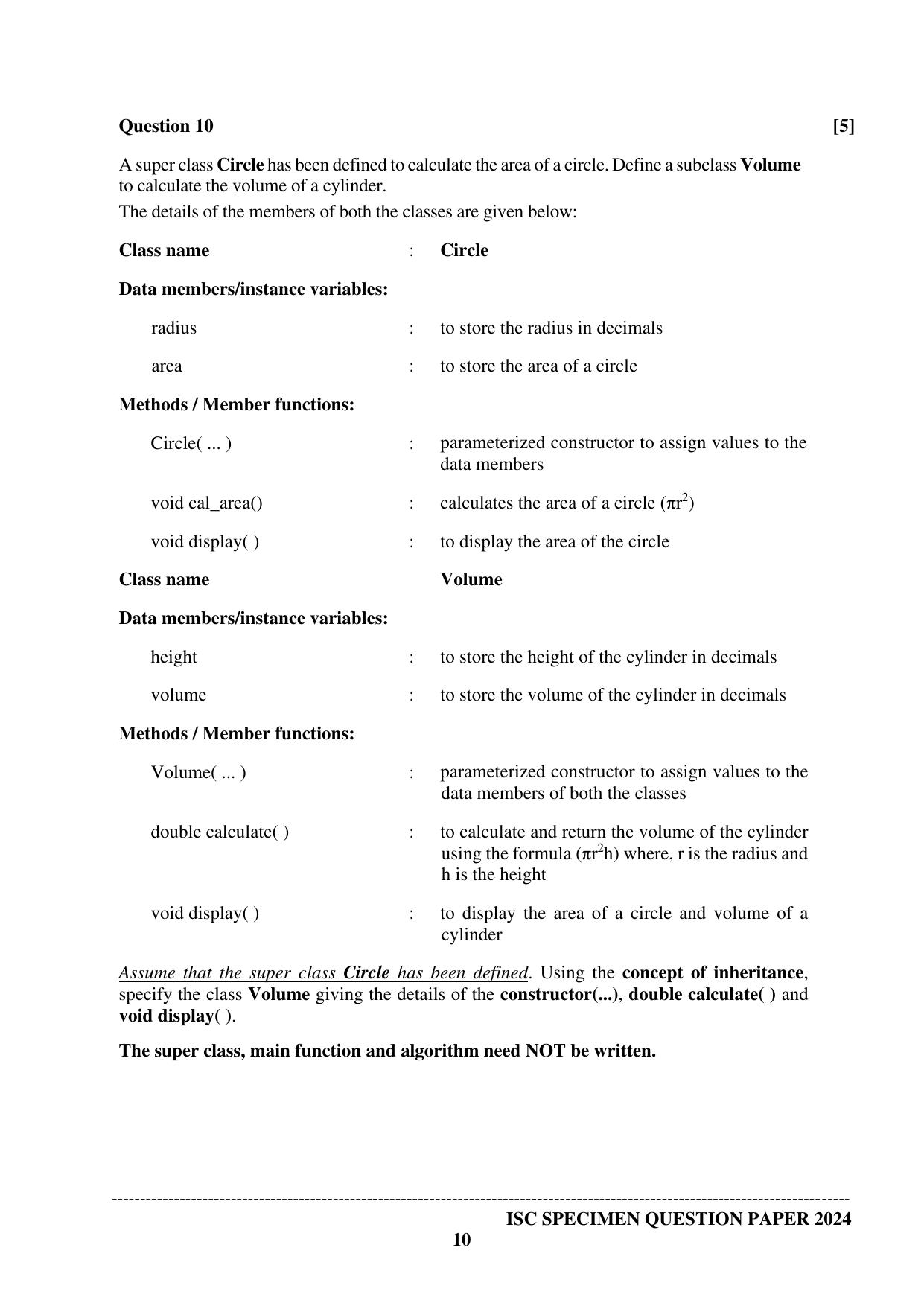 ISC Class 12 2024 Computer Science Paper 1 Sample Paper - Page 10