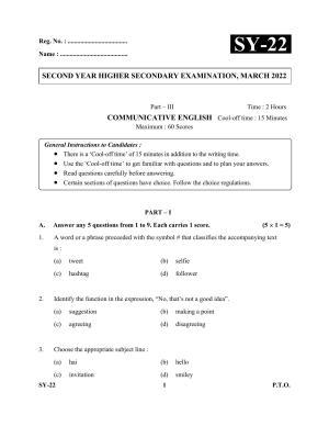 Kerala Plus Two Question Paper 2022 - English Communicative