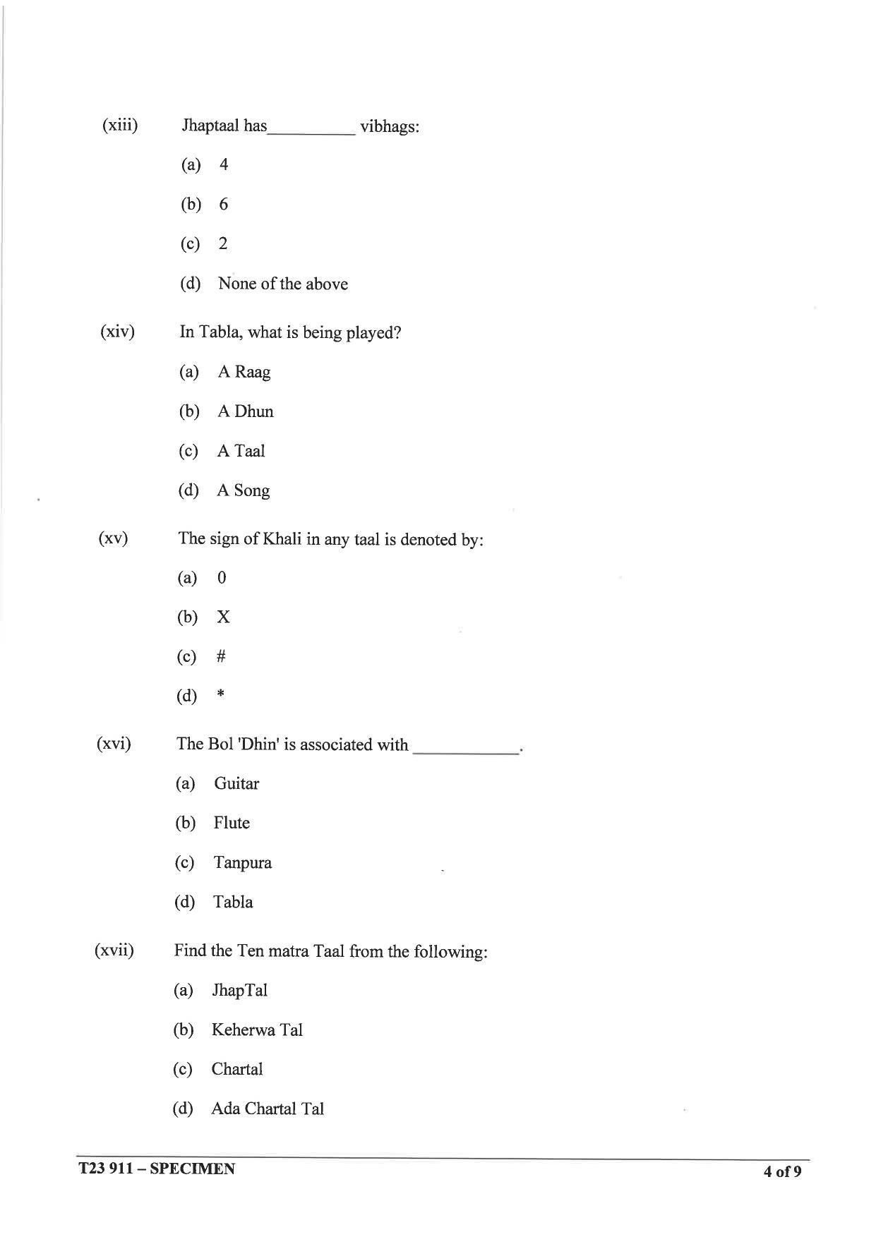 ICSE Class 10 Hindustani Music Sample Paper 2023 - Page 4