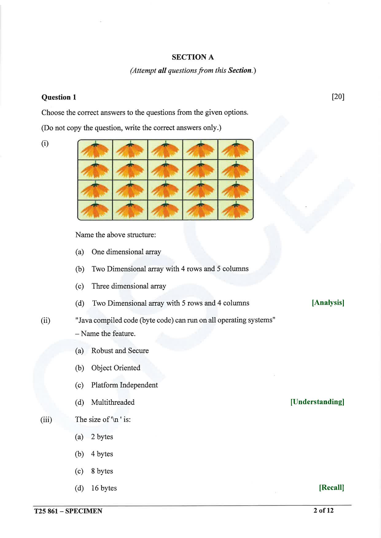 ICSE Class 10 2025 Computer Applications (QP & MS) Specimen Paper - Page 2