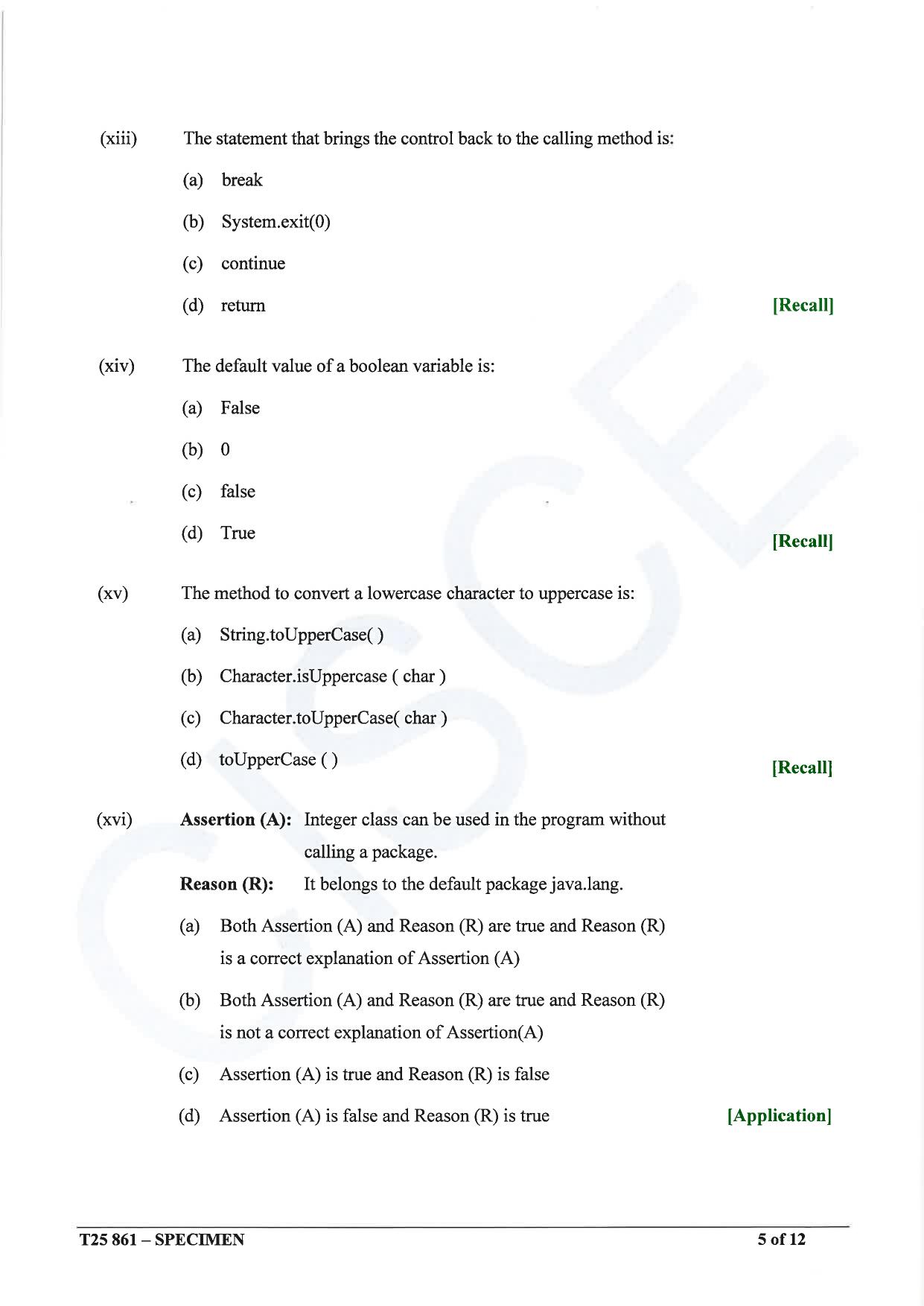 ICSE Class 10 2025 Computer Applications (QP & MS) Specimen Paper - Page 5