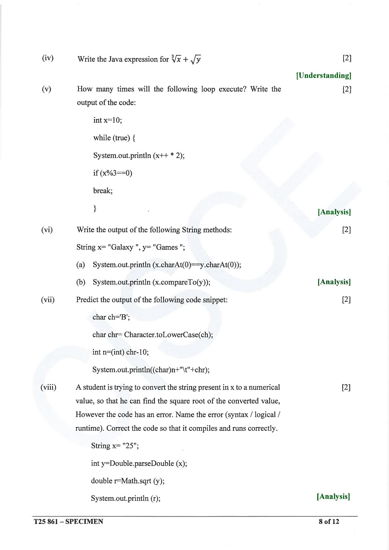 ICSE Class 10 2025 Computer Applications (QP & MS) Specimen Paper - Page 8