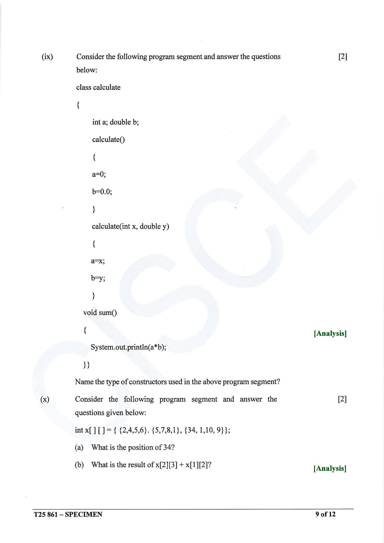 ICSE Class 10 2025 Computer Applications (QP & MS) Specimen Paper - Page 9