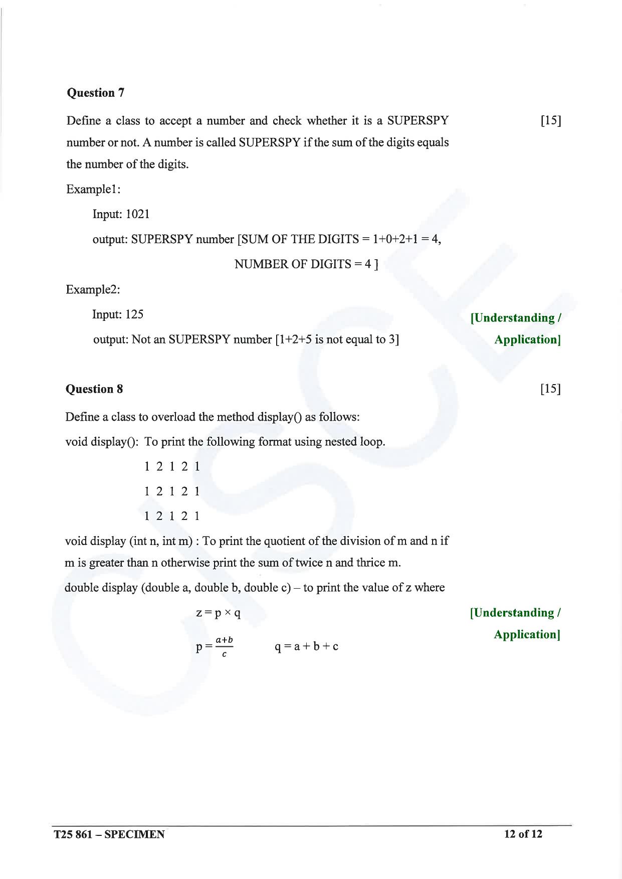 ICSE Class 10 2025 Computer Applications (QP & MS) Specimen Paper - Page 12