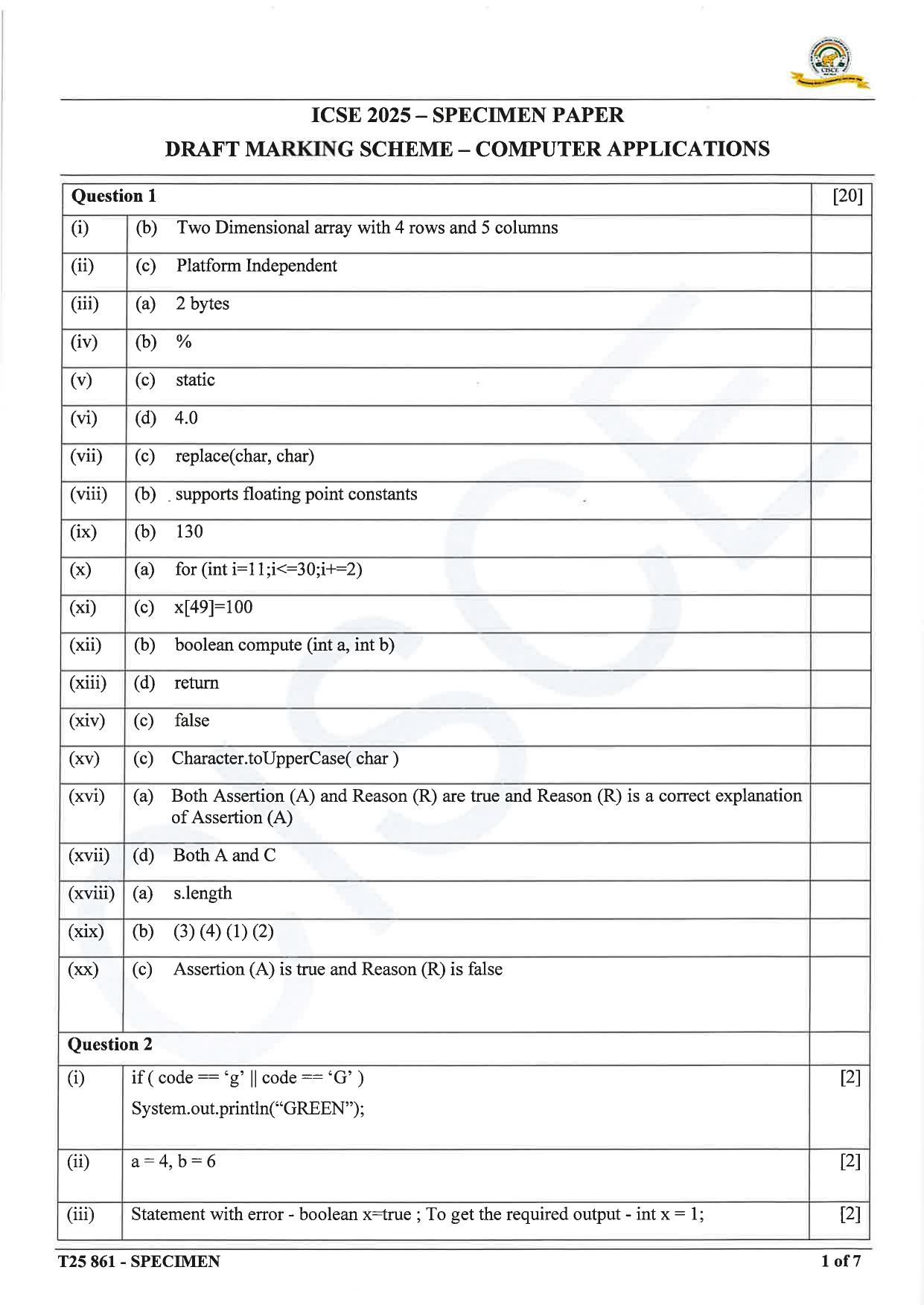 ICSE Class 10 2025 Computer Applications (QP & MS) Specimen Paper - Page 13