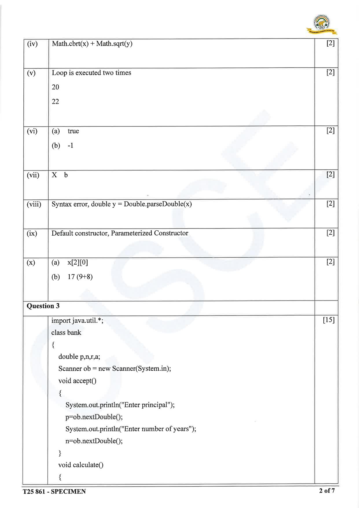 ICSE Class 10 2025 Computer Applications (QP & MS) Specimen Paper - Page 14