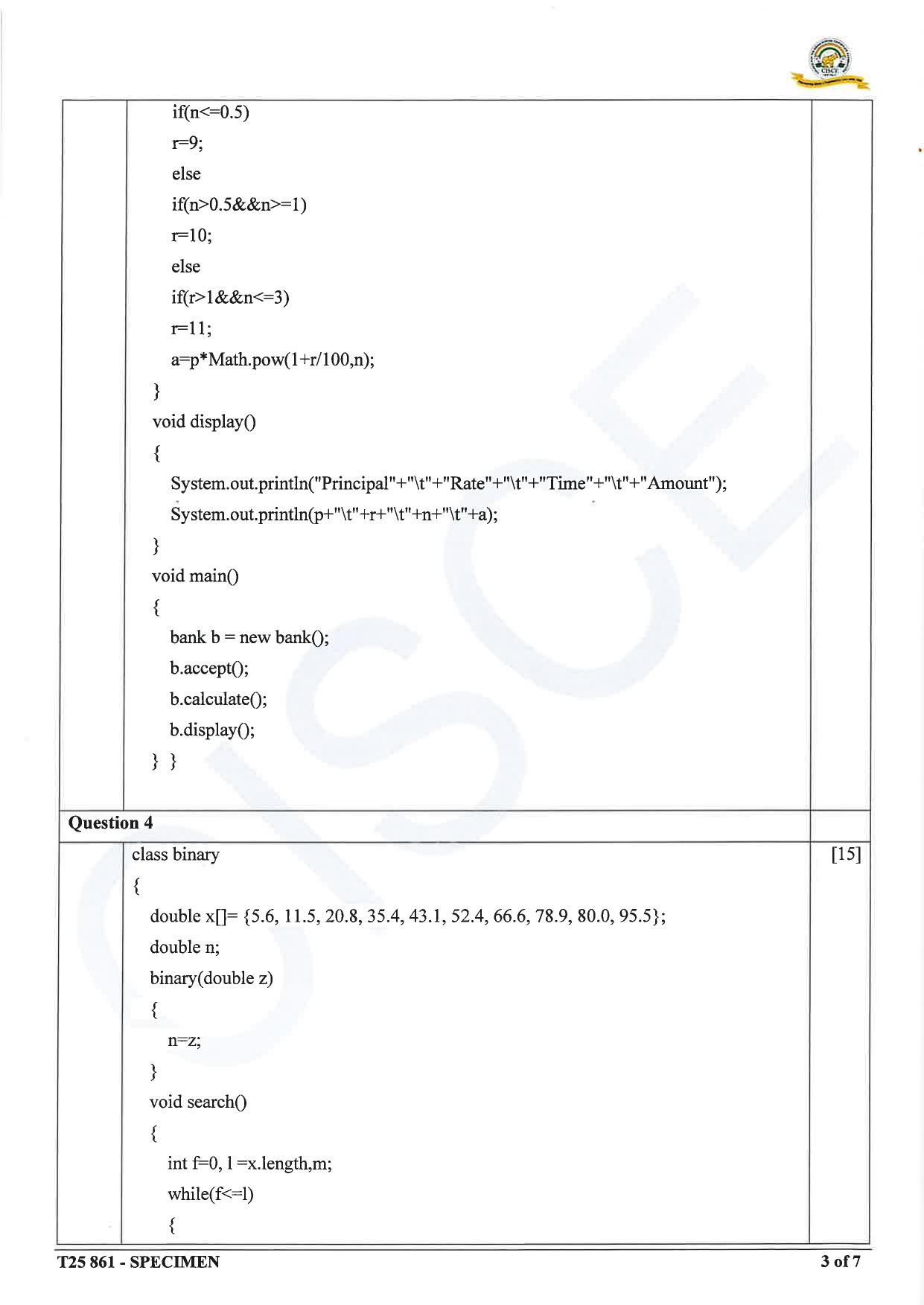 ICSE Class 10 2025 Computer Applications (QP & MS) Specimen Paper - Page 15