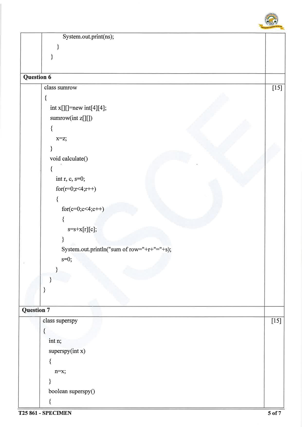 ICSE Class 10 2025 Computer Applications (QP & MS) Specimen Paper - Page 17
