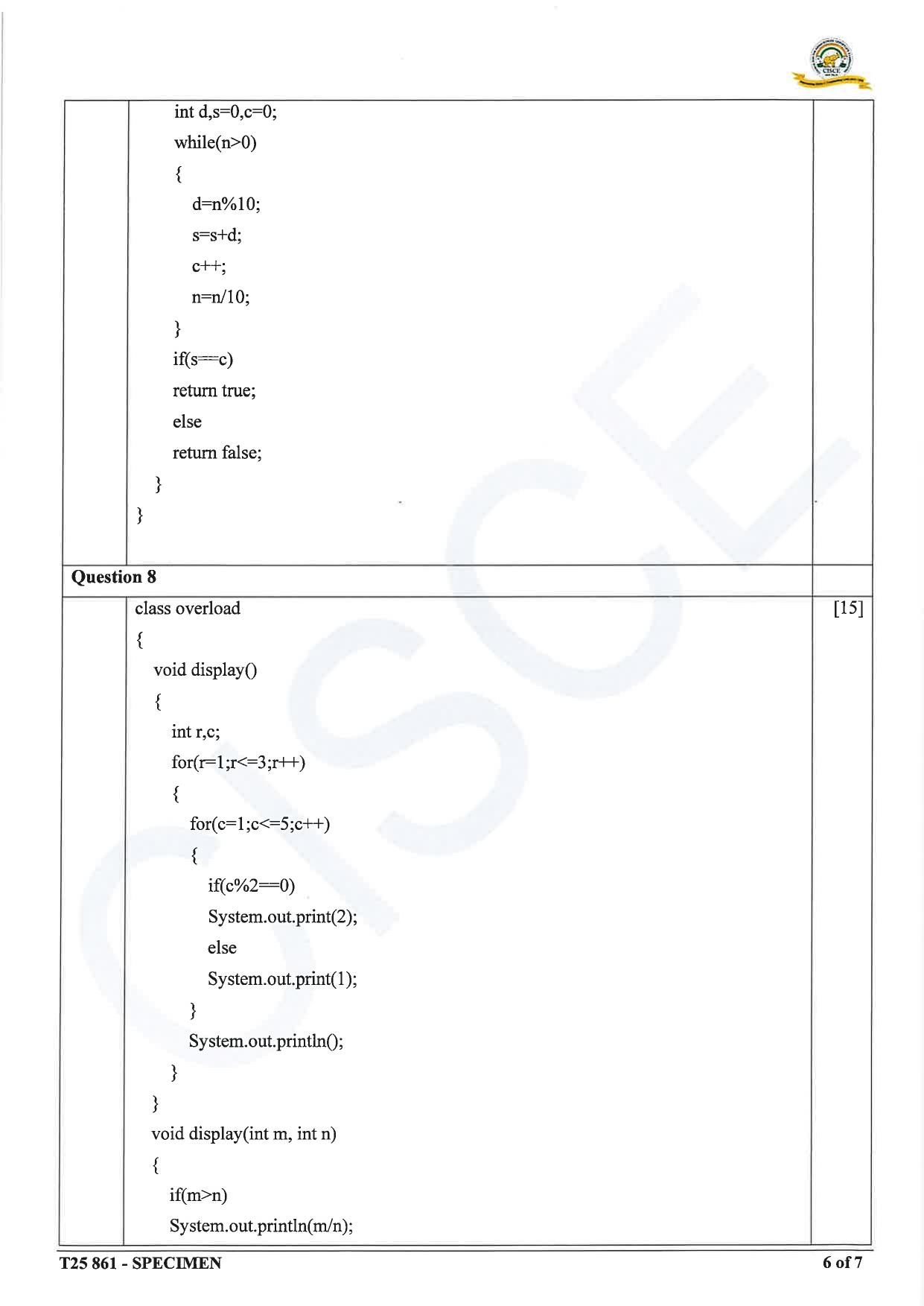 ICSE Class 10 2025 Computer Applications (QP & MS) Specimen Paper - Page 18