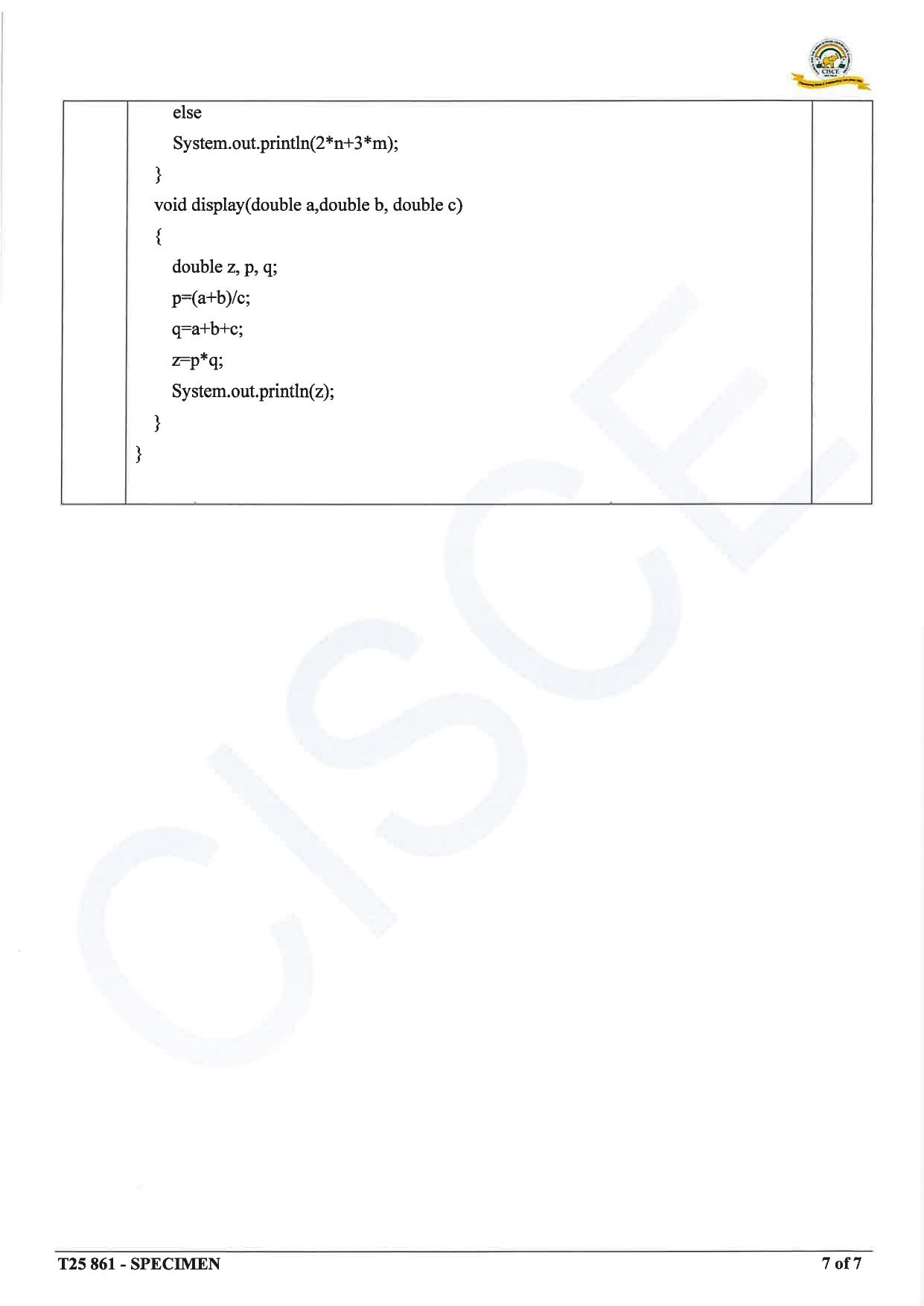 ICSE Class 10 2025 Computer Applications (QP & MS) Specimen Paper - Page 19