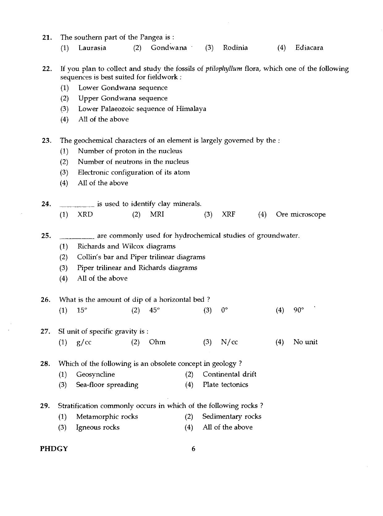 IGNOU PhD Entrance Test Ph.D./M.Phil (Geology) 2019 Question Paper - Page 6