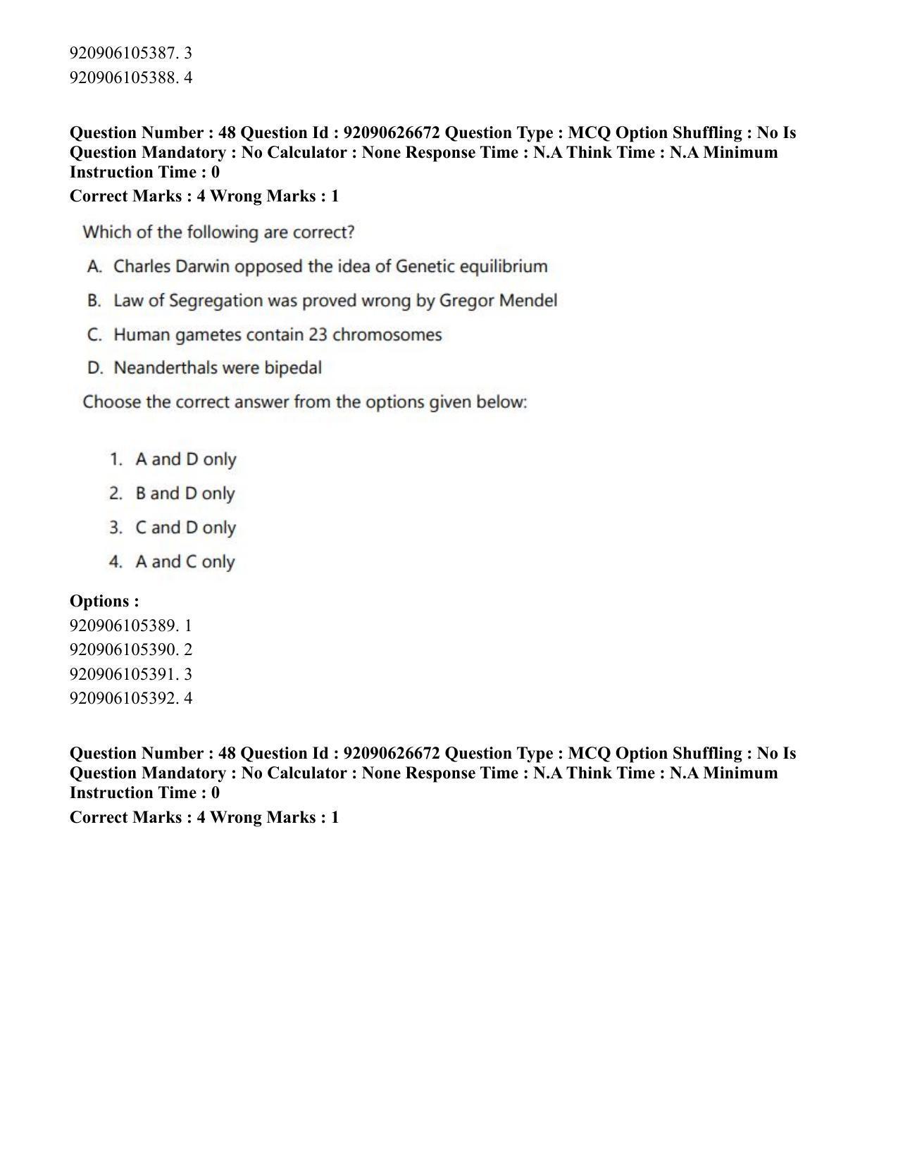 CUET PG 2023: HUQP02 – Anthropology (Eng) - Shift 2 (26-06-2023) Question Paper - Page 48
