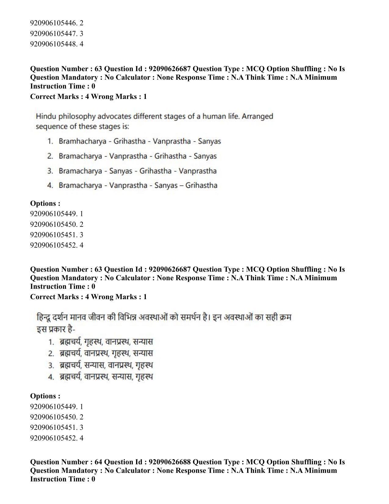 CUET PG 2023: HUQP02 – Anthropology (Eng) - Shift 2 (26-06-2023) Question Paper - Page 62